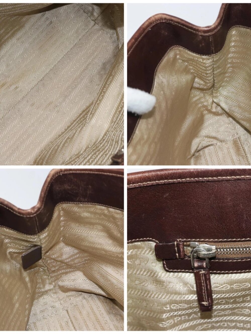 PRADA Tote Bag Canvas Beige Silver Auth 162142 - Picture 15 of 16